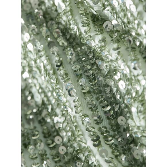 ALICE + OLIVIA Delaina Long Sleeve Sea Green Sequin Crop Top Size Large - Picture 5 of 10